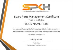 Spare Parts Management Certificate