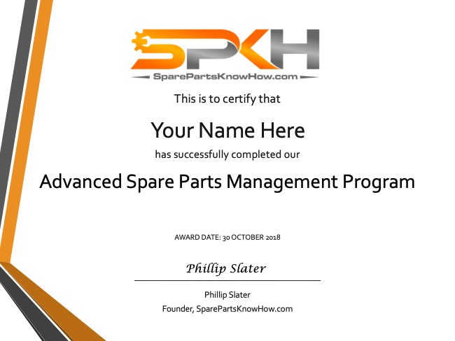 advanced spare parts management certificate