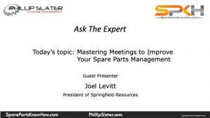 spare parts management meetings